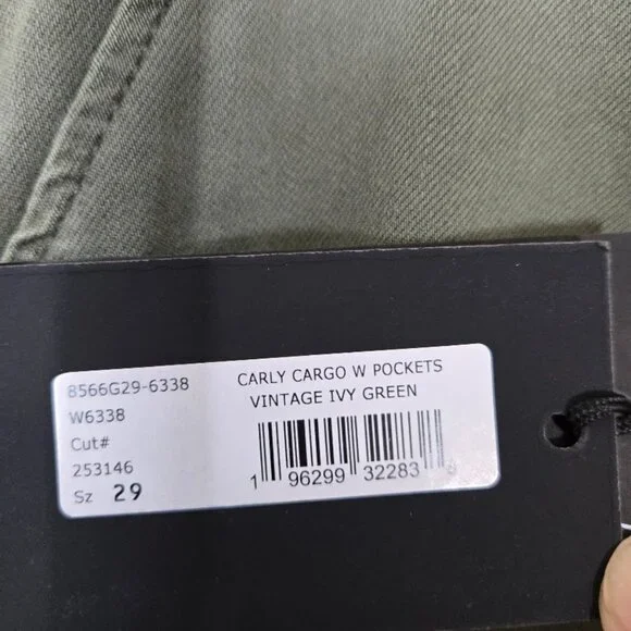 PAIGE Carly Wide Leg Cargo women's jeans in Vintage Ivy Green Size 29 NEW - Picture 10 of 11